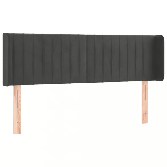 sötétszürke bársony LED-es fejtámla 147 x 16 x 78/88 cm