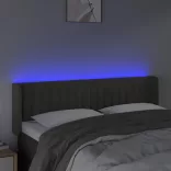 sötétszürke bársony LED-es fejtámla 147 x 16 x 78/88 cm