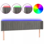 világosszürke bársony LED-es fejtámla 163 x 16 x 78/88 cm