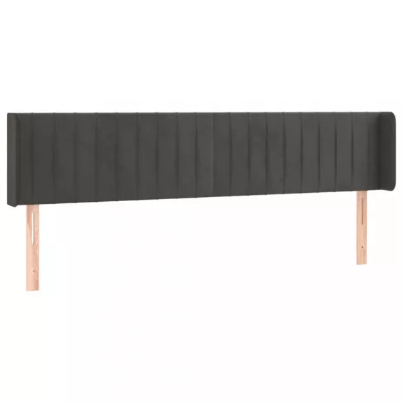 sötétszürke bársony LED-es fejtámla 163 x 16 x 78/88 cm