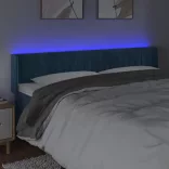 sötétkék bársony LED-es fejtámla 163 x 16 x 78/88 cm