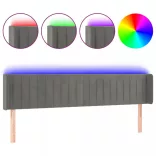világosszürke bársony LED-es fejtámla 183 x 16 x 78/88 cm