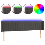 sötétszürke bársony LED-es fejtámla 183 x 16 x 78/88 cm