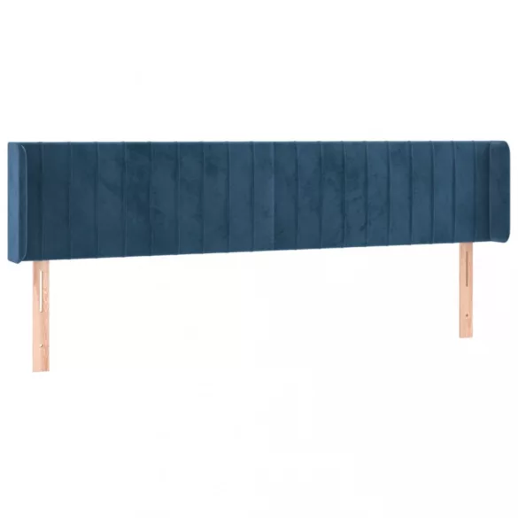 sötétkék bársony LED-es fejtámla 183 x 16 x 78/88 cm