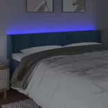 sötétkék bársony LED-es fejtámla 183 x 16 x 78/88 cm