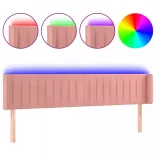 rózsaszín bársony LED-es fejtámla 183x16x78/88 cm