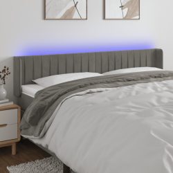   világosszürke bársony LED-es fejtámla 203 x 16 x 78/88 cm