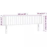 sötétszürke bársony LED-es fejtámla 203 x 16 x 78/88 cm