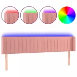 rózsaszín bársony LED-es fejtámla 203x16x78/88 cm