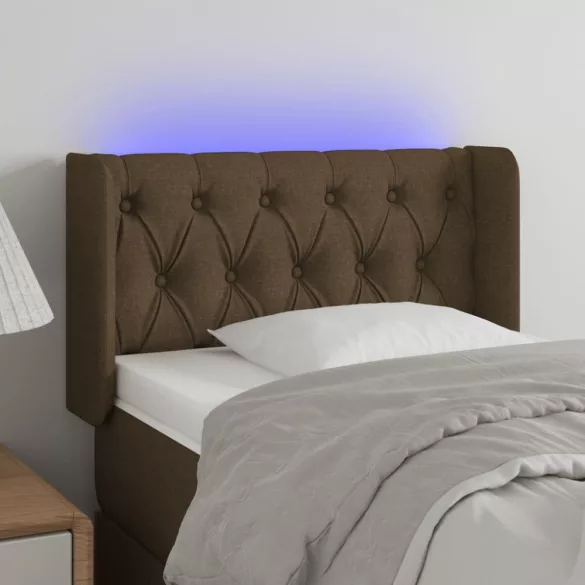 sötétbarna szövet LED-es fejtámla 83 x 16 x 78/88 cm