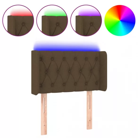 sötétbarna szövet LED-es fejtámla 83 x 16 x 78/88 cm