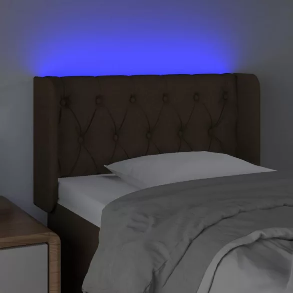 sötétbarna szövet LED-es fejtámla 83 x 16 x 78/88 cm