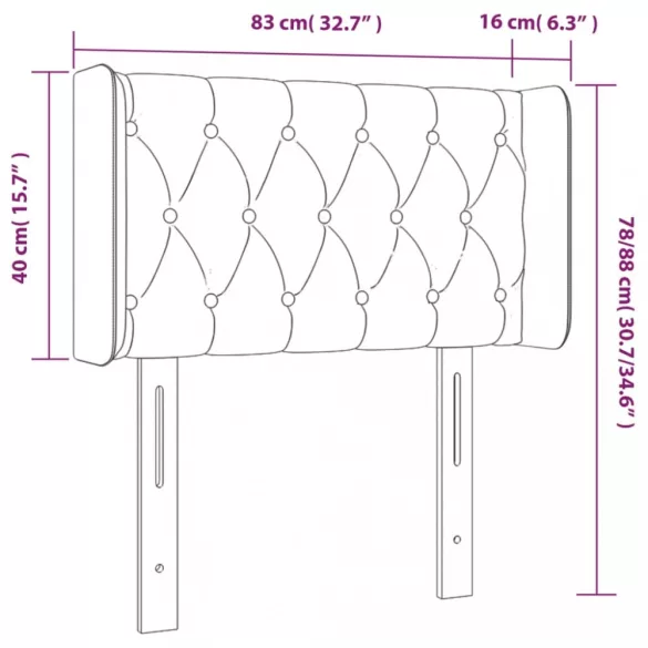 sötétbarna szövet LED-es fejtámla 83 x 16 x 78/88 cm