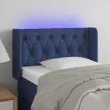 kék szövet LED-es fejtámla 83 x 16 x 78/88 cm
