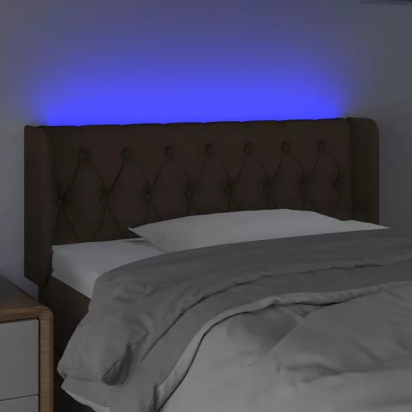 sötétbarna szövet LED-es fejtámla 93 x 16 x 78/88 cm