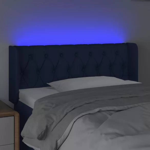 kék szövet LED-es fejtámla 93 x 16 x 78/88 cm