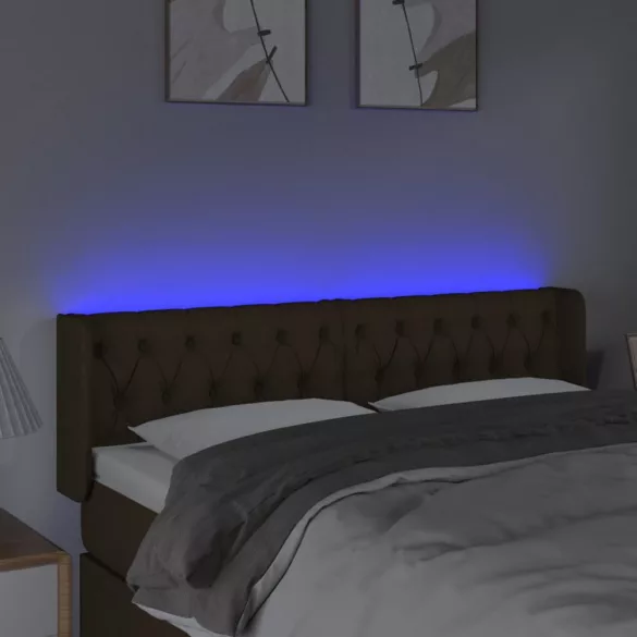 sötétbarna szövet LED-es fejtámla 163 x 16 x 78/88 cm