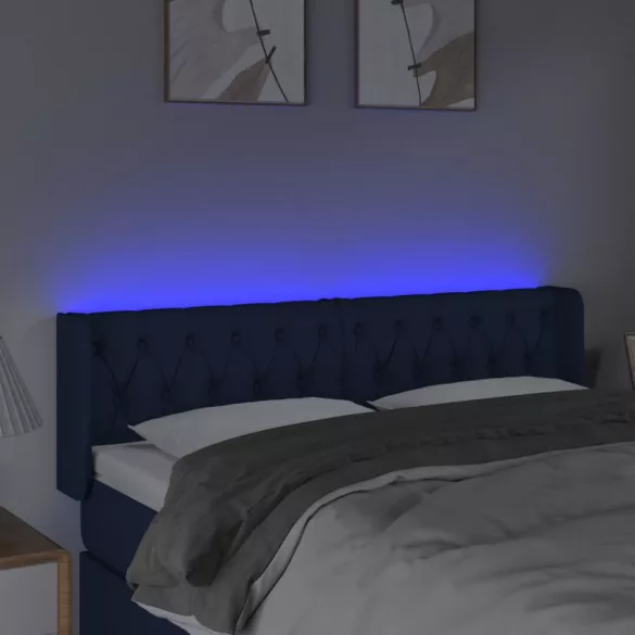 kék szövet LED-es fejtámla 163 x 16 x 78/88 cm