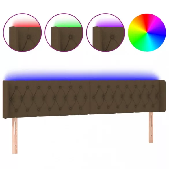 sötétbarna szövet LED-es fejtámla 183 x 16 x 78/88 cm