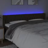 sötétbarna szövet LED-es fejtámla 183 x 16 x 78/88 cm
