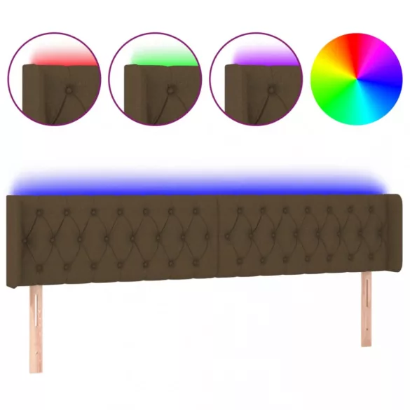 sötétbarna szövet LED-es fejtámla 203 x 16 x 78/88 cm