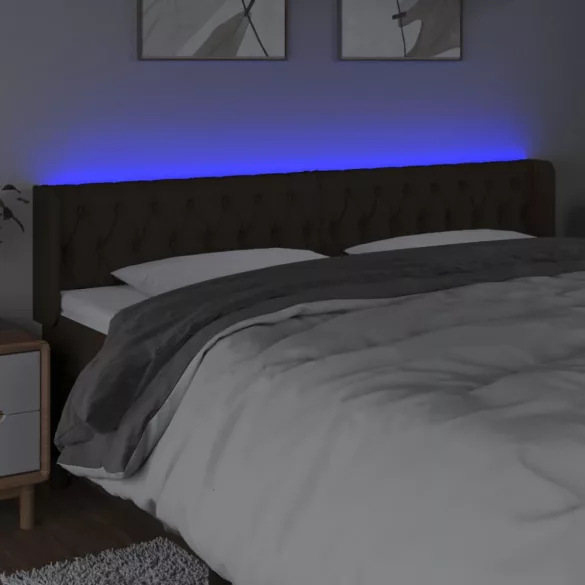 sötétbarna szövet LED-es fejtámla 203 x 16 x 78/88 cm