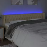krémszínű szövet LED-es fejtámla 203 x 16 x 78/88 cm