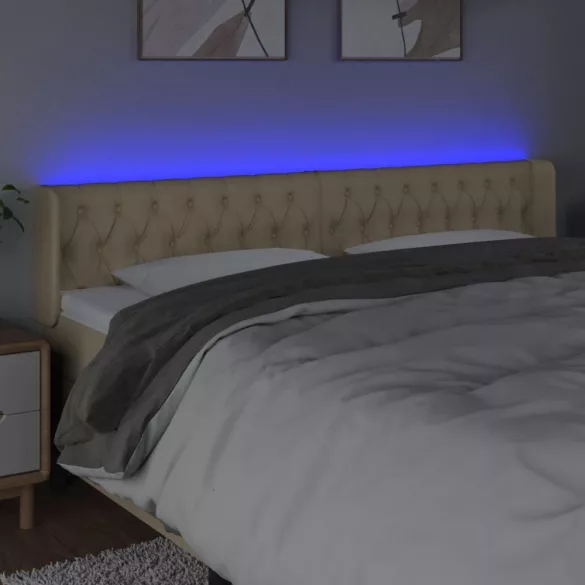 krémszínű szövet LED-es fejtámla 203 x 16 x 78/88 cm