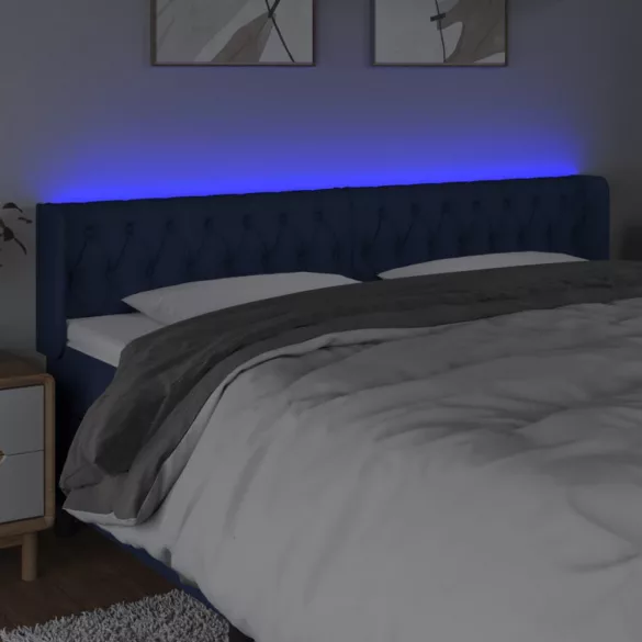 kék szövet LED-es fejtámla 203 x 16 x 78/88 cm