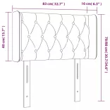 világosszürke bársony LED-es fejtámla 83 x 16 x 78/88 cm
