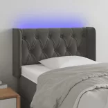 sötétszürke bársony LED-es fejtámla 83 x 16 x 78/88 cm