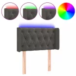 sötétszürke bársony LED-es fejtámla 83 x 16 x 78/88 cm