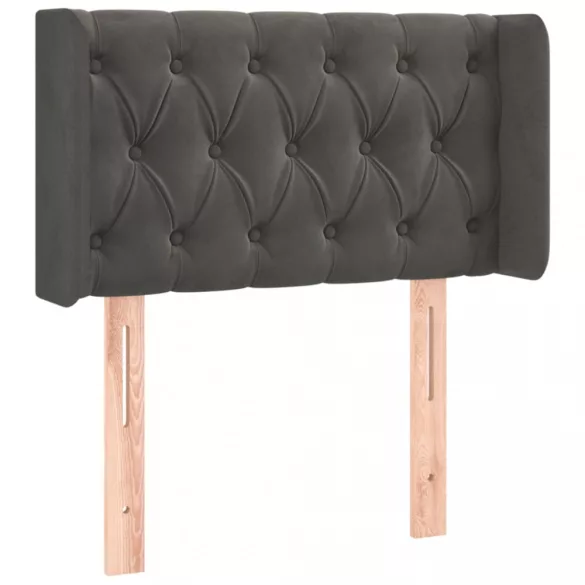 sötétszürke bársony LED-es fejtámla 83 x 16 x 78/88 cm
