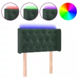 sötétzöld bársony LED-es fejtámla 83 x 16 x 78/88 cm