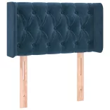 sötétkék bársony LED-es fejtámla 83 x 16 x 78/88 cm