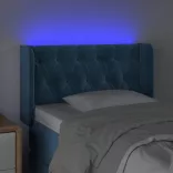 sötétkék bársony LED-es fejtámla 83 x 16 x 78/88 cm