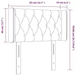 sötétkék bársony LED-es fejtámla 83 x 16 x 78/88 cm