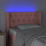 rózsaszín bársony LED-es fejtámla 83 x 16 x 78/88 cm