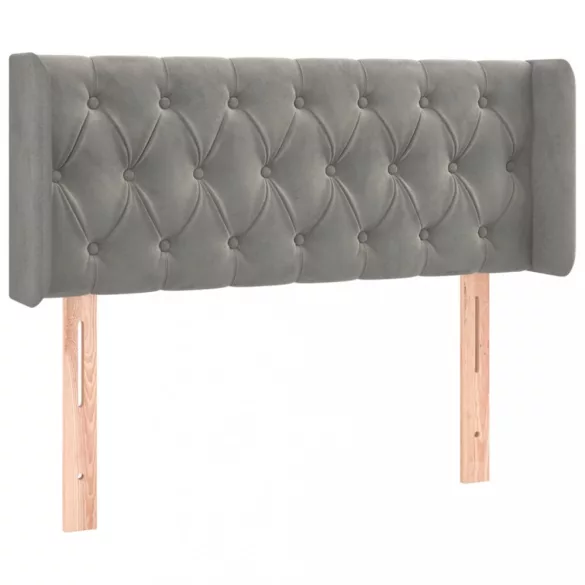 világosszürke bársony LED-es fejtámla 93 x 16 x 78/88 cm