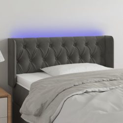 sötétszürke bársony LED-es fejtámla 93 x 16 x 78/88 cm