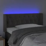 sötétszürke bársony LED-es fejtámla 93 x 16 x 78/88 cm