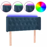 sötétkék bársony LED-es fejtámla 93 x 16 x 78/88 cm