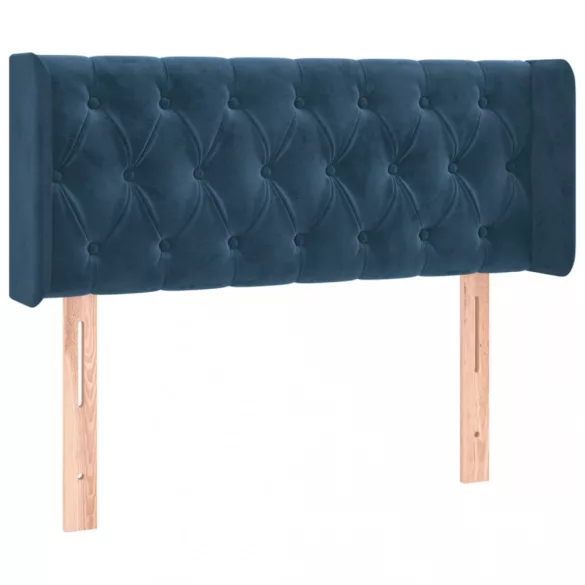 sötétkék bársony LED-es fejtámla 93 x 16 x 78/88 cm