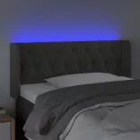 sötétszürke bársony LED-es fejtámla 103 x 16 x 78/88 cm
