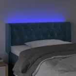 sötétkék bársony LED-es fejtámla 103 x 16 x 78/88 cm