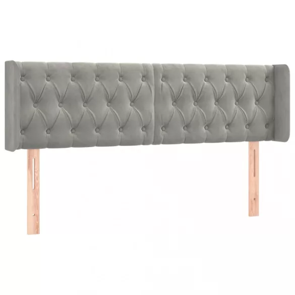 világosszürke bársony LED-es fejtámla 147 x 16 x 78/88 cm