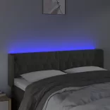 sötétszürke bársony LED-es fejtámla 147 x 16 x 78/88 cm