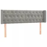 világosszürke bársony LED-es fejtámla 163 x 16 x 78/88 cm