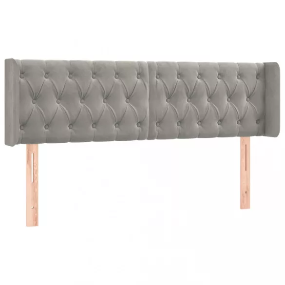 világosszürke bársony LED-es fejtámla 163 x 16 x 78/88 cm