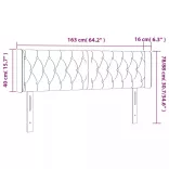 sötétszürke bársony LED-es fejtámla 163 x 16 x 78/88 cm
